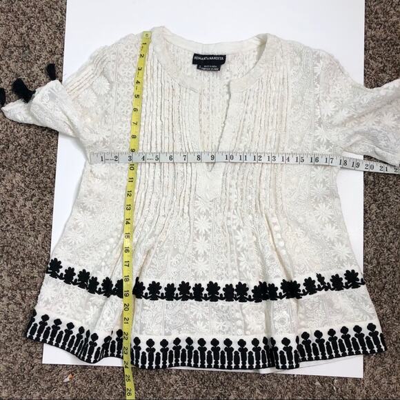 Anthro Hemant & Nandita Cream Embroidered Top S - Picture 10 of 10